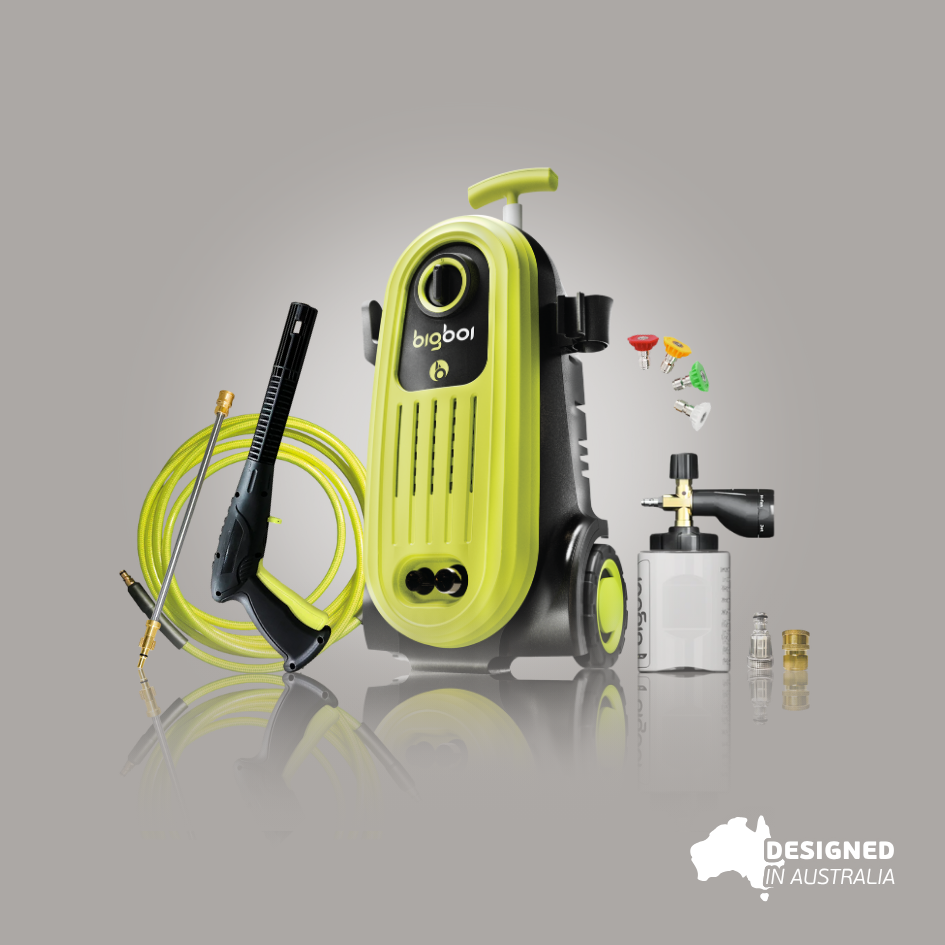 bigboi washr flo entry level car detailing pressure washer kit with foam cannon and extension wand